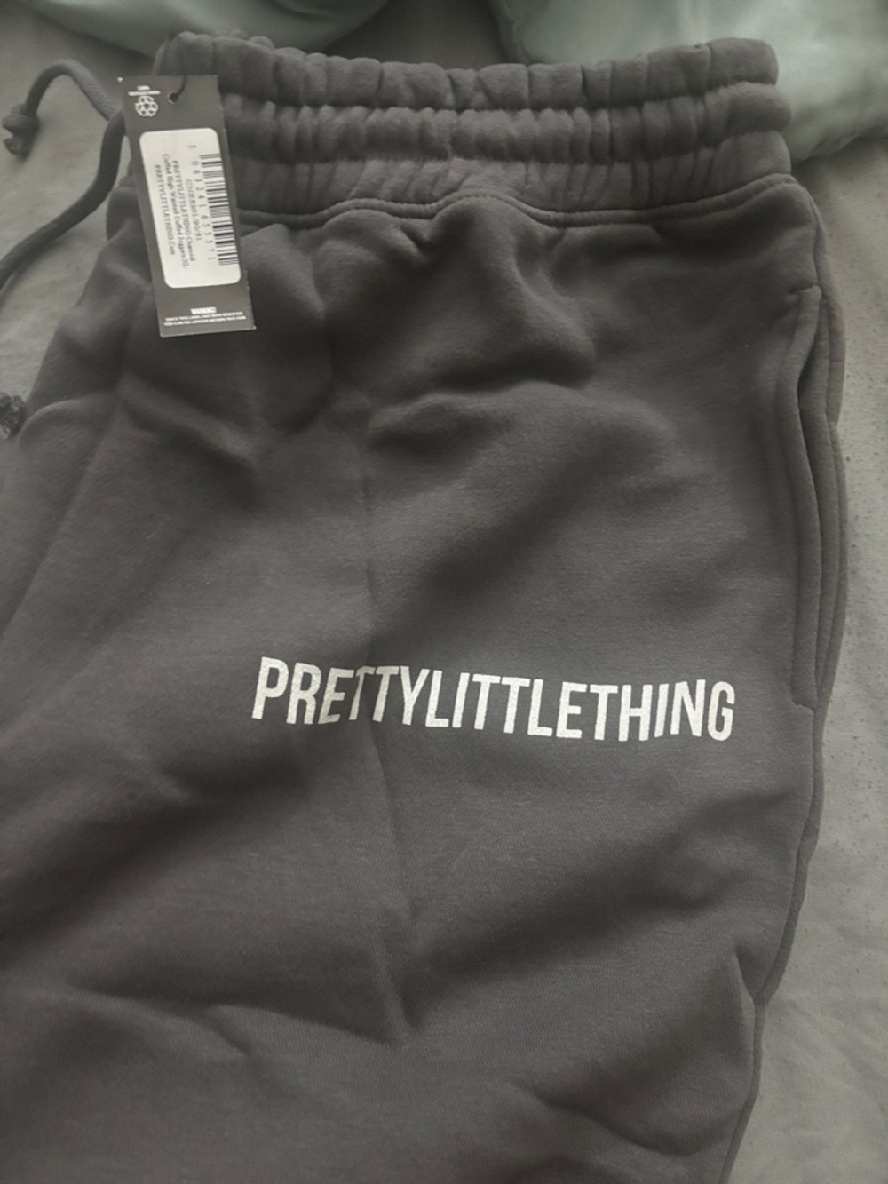 PrettyLittleThing womens Dark Charcoal Gray Logo Joggers
